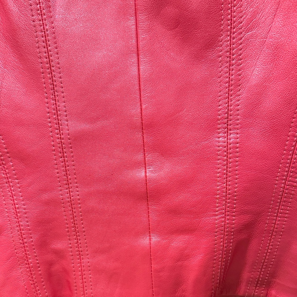 Cache Genuine Leather Women's Pink 2PC MINI Skirt & Blazer Suit - Picture 11 of 12
